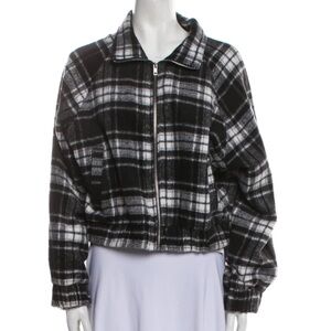 HYFVE Black and White Plaid Bomber Jacket